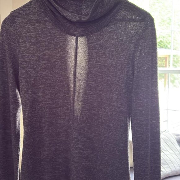 Charcoal Gray Mock Neck Pullover with Keyhole Back - Picture 3 of 5